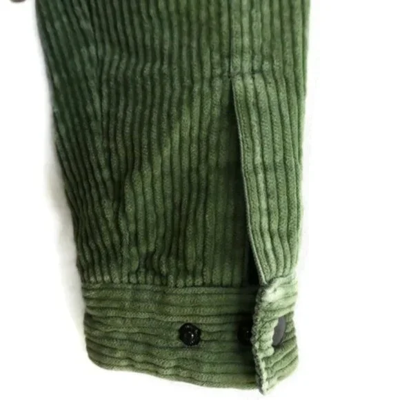 Vintage Big Chill Jacket Corduroy Sherpa 90s Button Snaps Green Pockets S